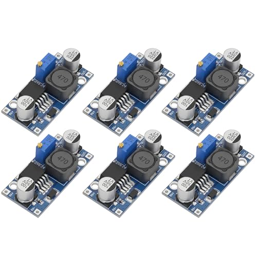 LM2596S DC Converter, Adjustable Buck Converter, Step Down Module, 4 V ~ 38 V to 1.25 V ~ 36 V, Efficient Voltage Regulator Step Down Converter for DIY Power Supply Projects, Pack of 6