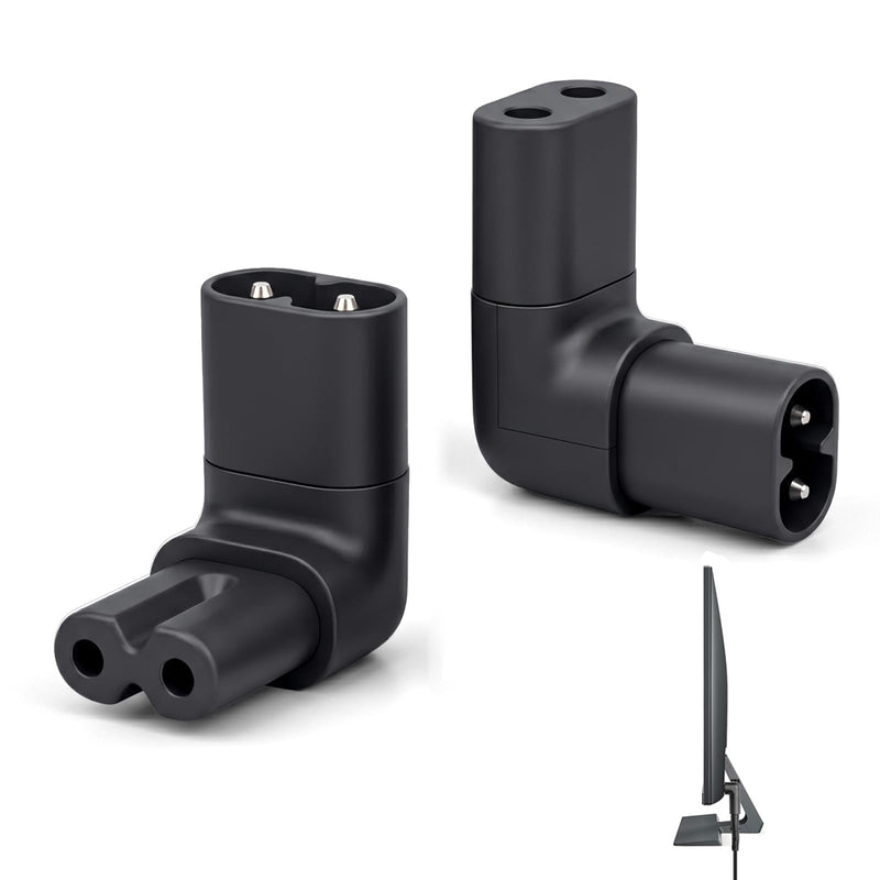 Zolara 2 Pack C7 to C8 Right Angle Adapter Plug, Euro Plug 90 Degree Angle for IEC C8 to C7 Extension, Compatible with Laptops, Monitors, Printers, Office and Home Appliances