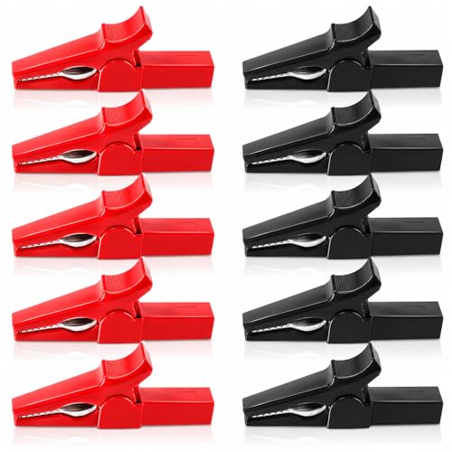 Pack of 10 30A Crocodile Clips, Fully Insulated Crocodile Clip, 4 mm Banana Socket for Test Leads, Multimeter, Cable, Electrical Testing