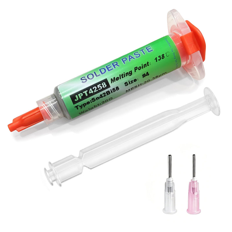 Lead Free Soldering Paste 20g Sn42 Bi58 Syringe Soldering Paste Flux | No-Clean Low Temperature 138°C Solder Paste, Solder Paste, Solder Flux Tin Paste for BGA SMD PCB LED Mobile Phone Soldering