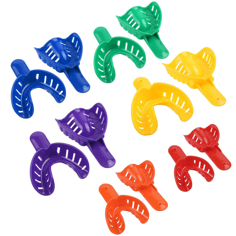 12 x dental imprint tray set for children and adults, whitening rail | Perforated dental trays made of plastic, durable impression spoons for teeth whitening, ideal for laboratory needs
