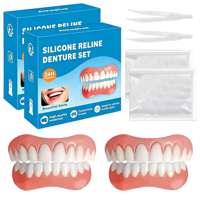 Pack of 2 Dentures, Dentures, Includes Upper and Lower Teeth, Comfortable Adjustment, Removable, Repeat Use for Women and Men