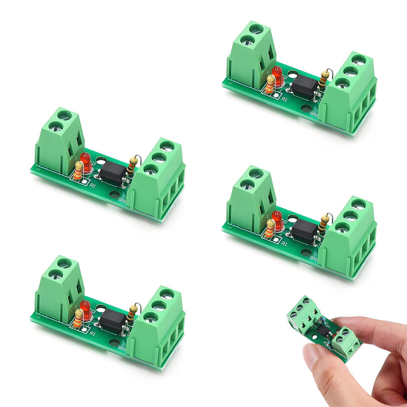 Optocoupler Isolation Module PC817 EL817 Voltage Converter 1-Channel 24V DC Isolator Level Converter Module for PLC SPS Arduino, 1.8V-24V Output Signal, Set of 4, Green
