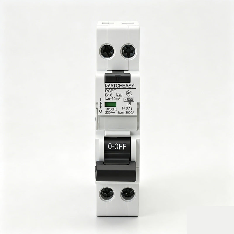 RCBO FI/LS Switch 16A Type A, 30mA Residual Current Circuit Breaker, 1P+N 230V 4.5kA, Curve B, Top-Hat Rail Switch for New Construction and Old Building Renovation Curve B-16A