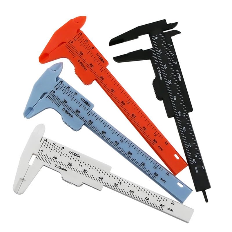 Set of 4 DIY Plastic Vernier Calipers - 80mm Mini Sliding Gauge with Measuring Scale Precision Measuring Tool for Buttons, Jade, Jewelery & Model Making
