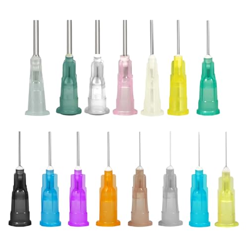 90-Piece Dosing Needle Set, Blunt Cannulas for Syringes, 14G-30G Injection Needles Assortment (13 mm), Precision Dosing Tips for Glue, Ink, Oil and Industrial Applications