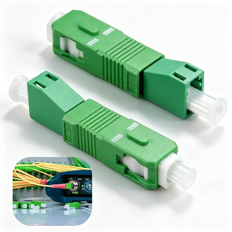 2 Stück LC/APC zu SC/APC Glasfaser Adapter Singlemode 9/125μm - Glasfaser Adapter LC-Buchse auf SC-Stecker, Glasfaserkabel, Verteilerrahmen, CATV, Geringe Einfügungsdämpfung, Effizient und Stabil