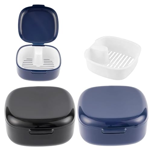 2 Piece Denture Box, Denture Box with Sieve, Portable Dentures Bath Box