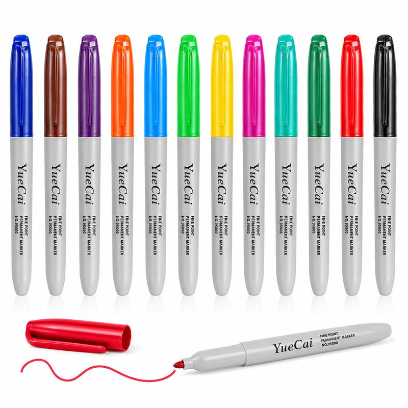 Set of 12 Tattoo Skin Marker Pens Set, Surgical Skin Marker for Tattoo Preliminary Drawings, Temporary Skin Drawing Pens with Fine Tip for Precise Contours and Makeup Designs