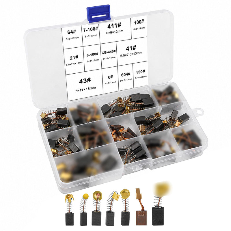 4 Pieces Compatible with Makita + 72 Pieces Carbon Brushes Motor Carbon 12 Sizes | Power Tool Carbon Brushes Replacement Motor Carbon Brushes with Spring for Angle Grinder, Electric Motor Many Power Tools