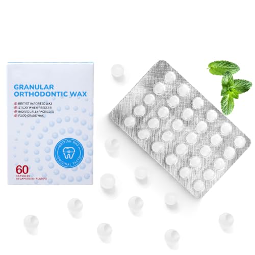 Orthodontic Wax Dots for Braces, 60 Count Single Pack, Braces Wax, Pre-Cut Dental Wax for Pain Relief, Food-Grade Microcrystalline Wax, Mint Flavor
