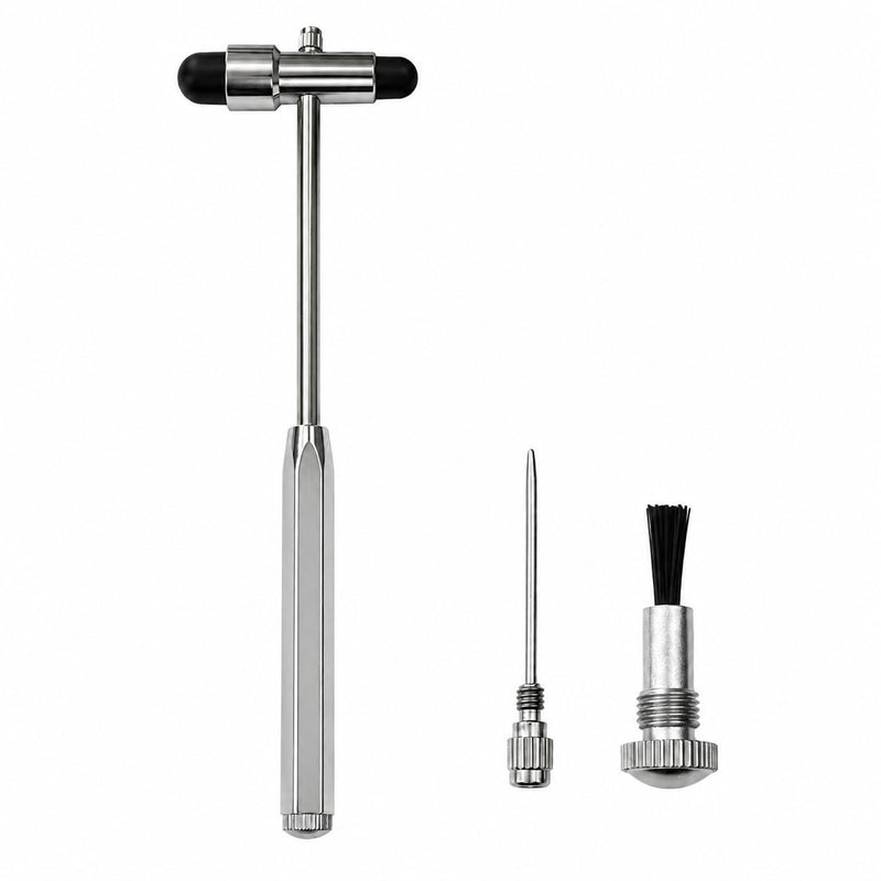 Neurological Reflex Hammer with Integrated Brush & Needle, Double Head ABS Ergonomic for Muscle Reflexes & Percussion - Comprehensive Neurological Examination