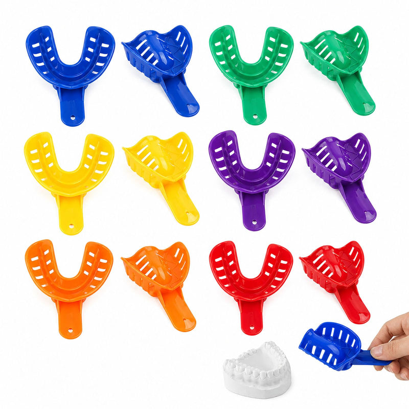Dental Trays Set for Adults and Children, Plastic Dental Trays, Pack of 12 | Whitening Teeth Whitening Splint, Perforated Impression Spoon, Precision Imprint Set for Teeth & Dental Impression