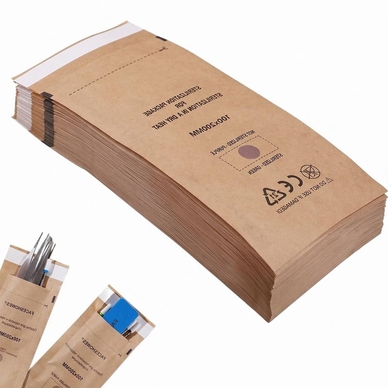 Pack of 100 Self Sealing Sterilization Bags for Cosmetics and Nail Tools (75 x 150 mm)