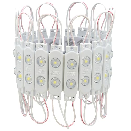 12 V LED Injection Modules - 20 Pieces Each 0.72 W / 130 lm in Cool White - IP67 LED Modules for Light Advertising, Ambience and Work Light Cold White