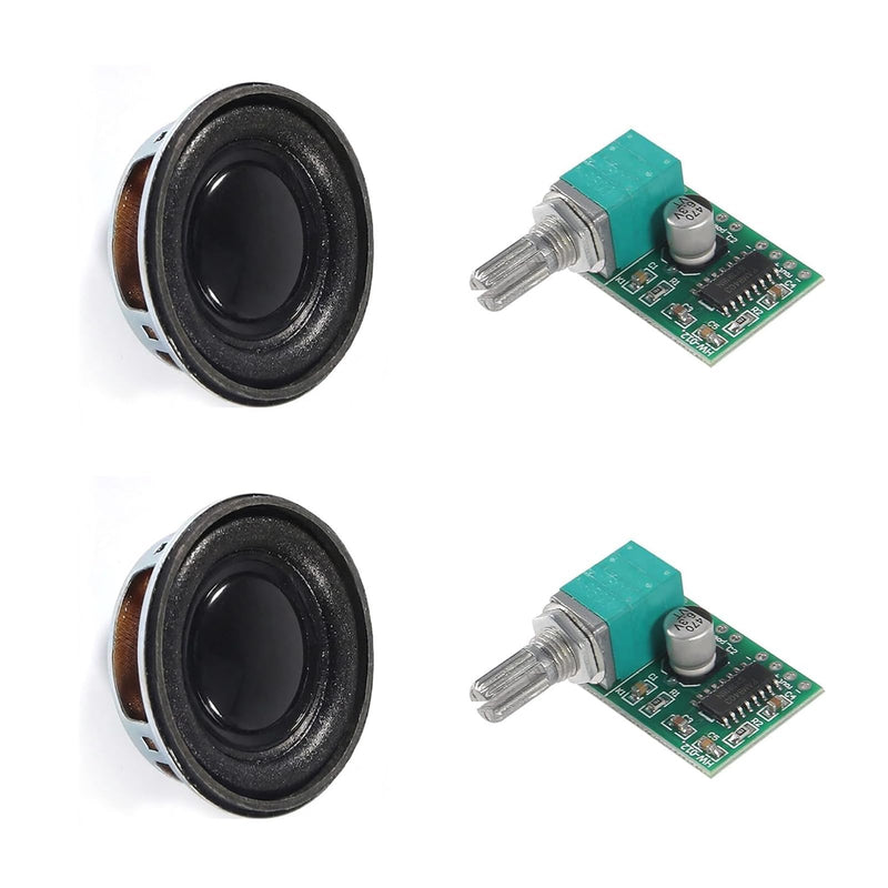 2 x PAM8403 Digital Audio Verstärkerplatine Modul, DC 5V Audio-Verstärker | mit 2 Stück 1.5" 4Ohm 3W Loudspeaker Audio-Lautsprecher Mini Lautsprecher, Potentiometer für DIY Lautsprecher und Kopfhörer