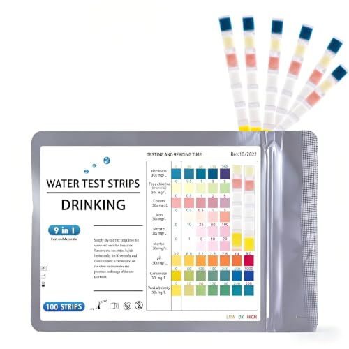 Aquarium Test Strips 100 Pieces 9-in-1 Water Test with Thermometer | 100pcs Aquarium Test Strips for 9 Water Values with Test Tube and Thermometer for Freshwater and Saltwater Aquariums
