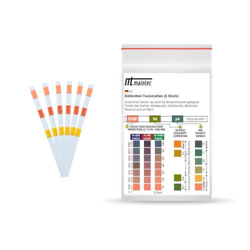 6 x Coolant Test Strips 3 in 1 Glycol/Reserve Alkalinity/pH | Suitable for cars, trucks and motorcycles