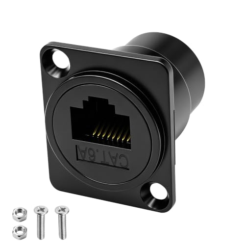 XMSJSIY D-Type RJ45 CAT6A Panel Mount Adapter Coupler Ethernet Socket | D-Type RJ45 8P8C Female to Female Extender Adapter LAN Network CAT6A Connector Pass-Through Coupler for CAT6A/CAT6/CAT5E/CAT5