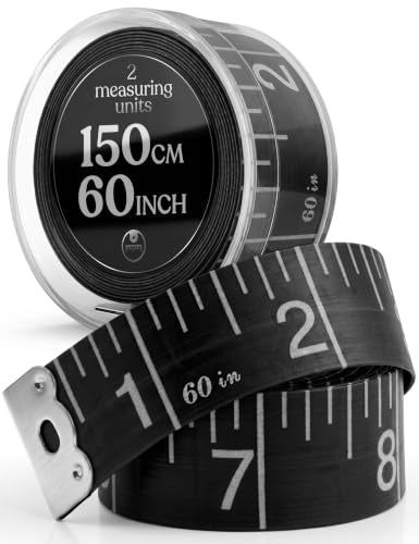 Tape Measure Body 150 cm / 60 Inch - Body Measuring Tape with cm & Inch Scale, Flexible Fibreglass Tailor Measuring Tape with Storage Box for Waist, Chest, Hips & Clothing black