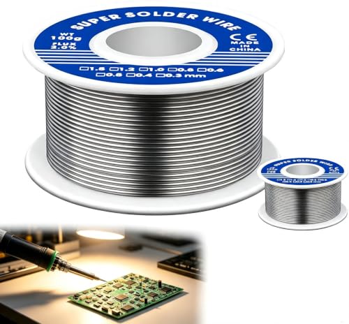 Solder with Flux, Soldering Wire 1 mm 100 g Lead-Free Solder with Rosin Core, Low Temperature Soldering Wire for Electronic Electric Soldering DIY and Repair