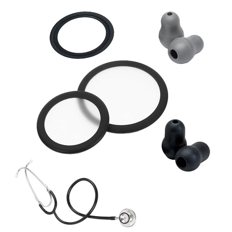 2 Pairs Silicone Stethoscope Earplugs Easy Replacement for Defects | Large and small suspension membrane with non-slip ring set, suitable for Littmann stethoscope replacement parts