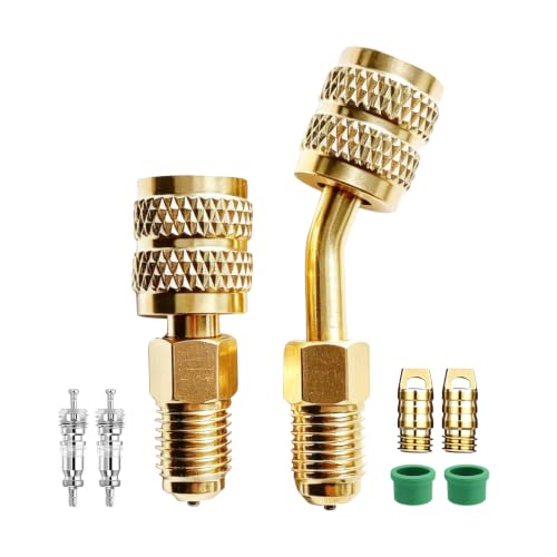 R32 Refrigerant Adapter, 1/4 Inch Female to 1/4 Inch Male | Pack of 8 R32 refrigerant adapters, 1/4 inch female to 1/4 inch male, compatible with R-32 tanks and split systems