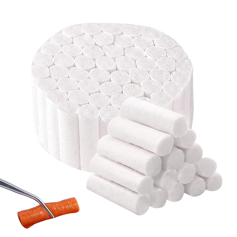Pack of 50 Nosebleed Stoppers - Highly Absorbent Cotton Rolls Dentist & Nose Tamponade Made of Cotton, 1.0 x 3.8 cm, Hemostatic Cotton Wool for Children and Adults