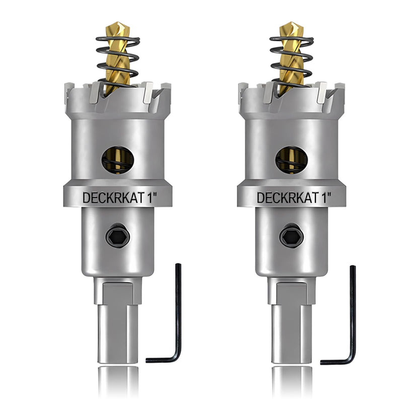 [Australia - AusPower] - 2-Pack 1" TCT Hole Saws for Hard Metal, Heavy Duty 25mm Tungsten Carbide Tipped Hole Cutters Set with Spring-Loaded Pilot Drill Bits for Stainless Steel, Metal, Iron, and Plastic 1”（25mm） 