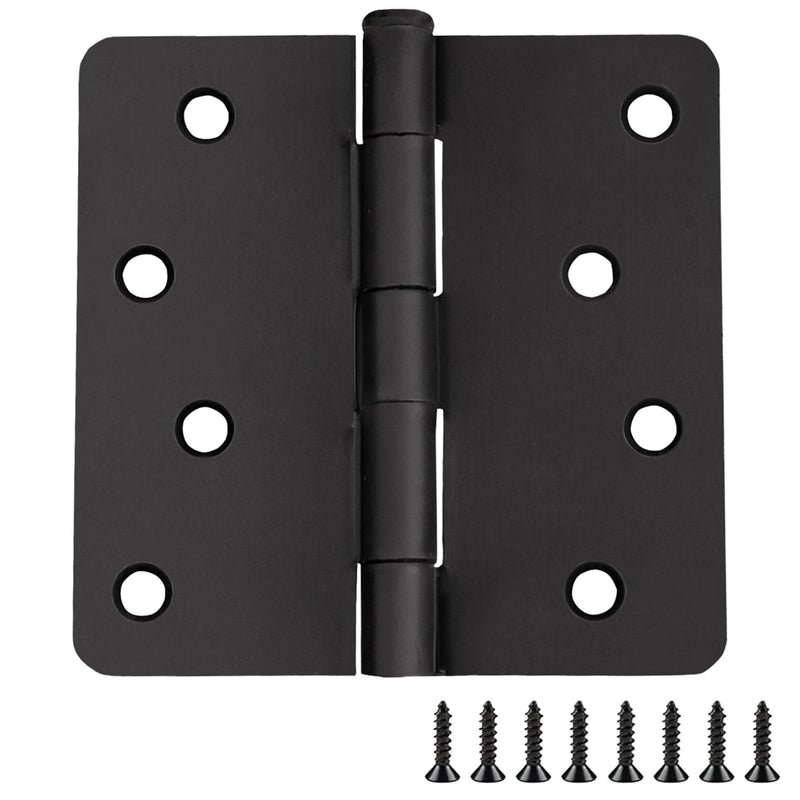 [Australia - AusPower] - Door Hinges for Interior Doors 3-Pack 4-inch x 4-inch, Design House 1/4-inch Radius Steel Door Hinge Door Hardware, Matte Black, 188946 