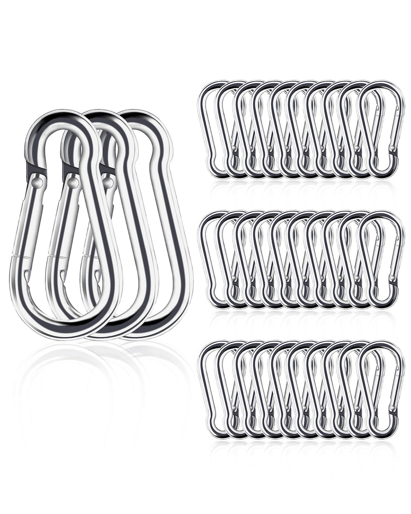 [Australia - AusPower] - Small Carabiner Ciip, 30pcs 1.57inch Mini Carabiners Clips, M4 Stainless Steel Spring Snap Hook Heavy Duty, Locking Carribenares for Climbing Hiking Camping Fishing 