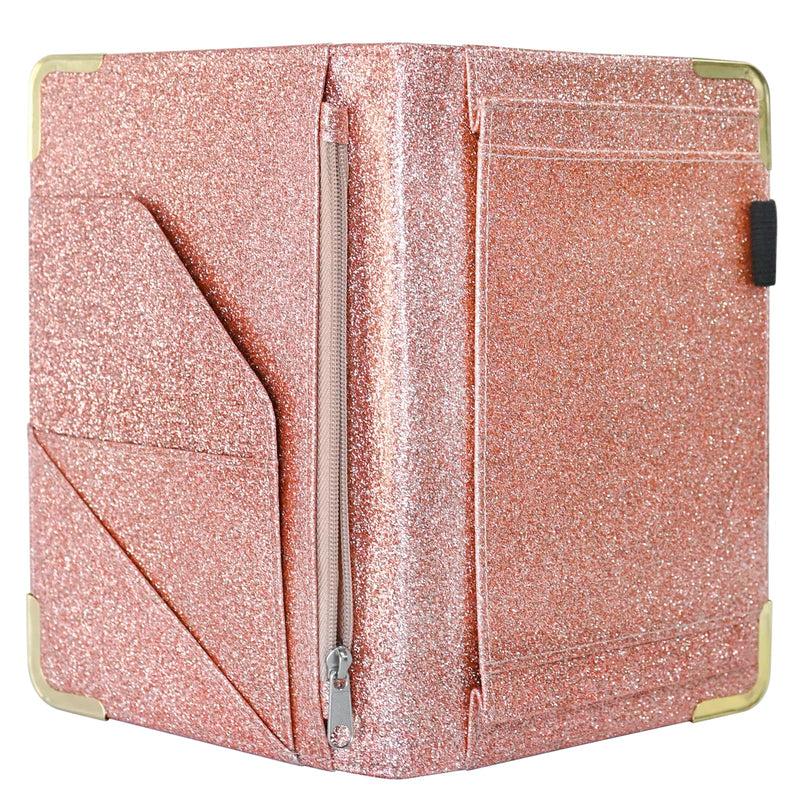 [Australia - AusPower] - Server Book for Waitress Organizer Wallet for Women Cute, Receipt Holder Presenter 5 Pockets Waiter Accessories (Glitter Rose)) Sparkling Pink 