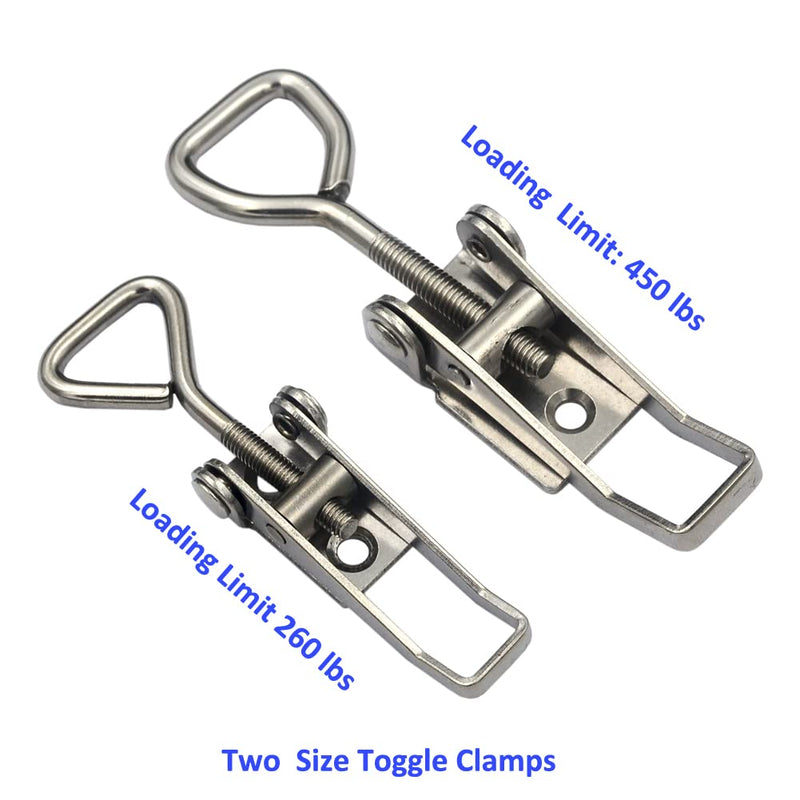 [Australia - AusPower] - 4 packs 304 Stainless Steel Toggle Latch Clamps Loading Limit 260 lbs Fast Lock Hasp with 18 pcs 304 Stainless Steel Install Screws Loading 260 lbs 4 Packs 