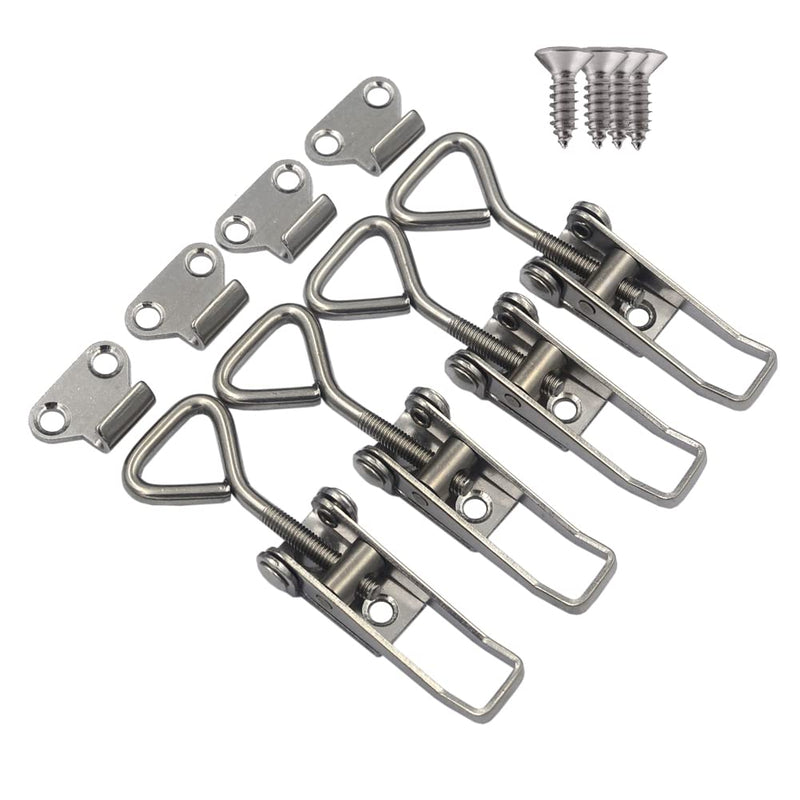 [Australia - AusPower] - 4 packs 304 Stainless Steel Toggle Latch Clamps Loading Limit 260 lbs Fast Lock Hasp with 18 pcs 304 Stainless Steel Install Screws Loading 260 lbs 4 Packs 