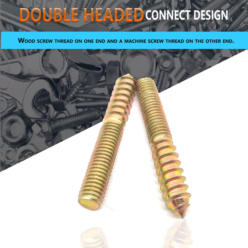 [Australia - AusPower] - 10Pcs Hanger Bolts Double Headed Bolts Kit,with (M8x1.25mm) Hanger Bolt Driver, Hanger Bolts for Wood Furniture(M8x60mm) M8x60mm 