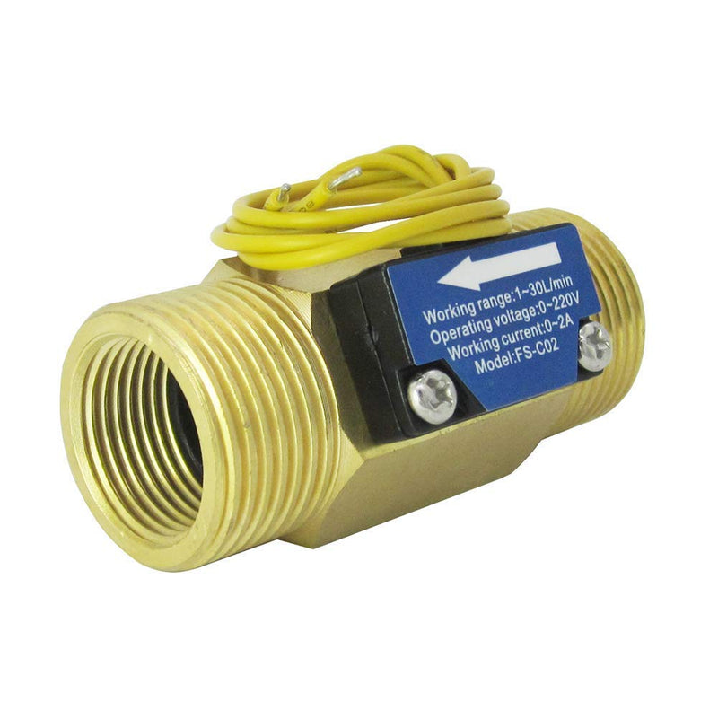 [Australia - AusPower] - DIGITEN FS-C02 G3/4" BSP Male Thread Brass Water Flow Switch 1-30L/min, 0-2A/ 0-220V(AC or DC) G3/4" Male Thread 