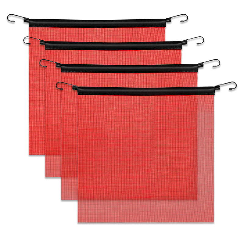 [Australia - AusPower] - 4 Pack Red Safety Flags for Trucks, 18" x 18" Mesh Nylon Flags with Bungee Cord Oversize Loads for Truck, Trailers 