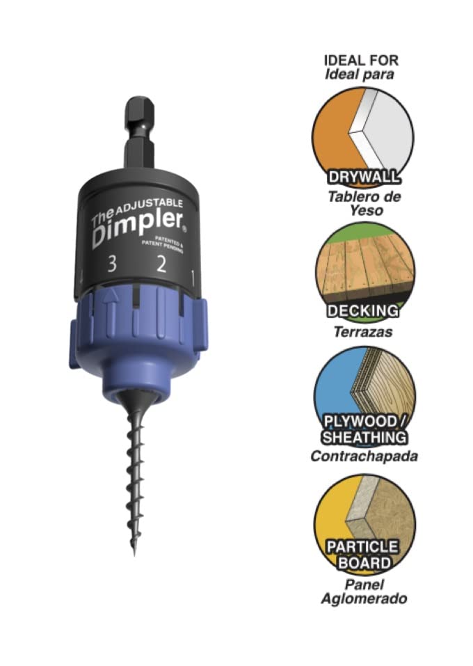 [Australia - AusPower] - Adjustable DIMPLER ® Drywall Bit - Perfect for Converting Electric and Impact Drills into a Drywall and Deck Screw Gun holds the screw with a Powerful Magnet. 