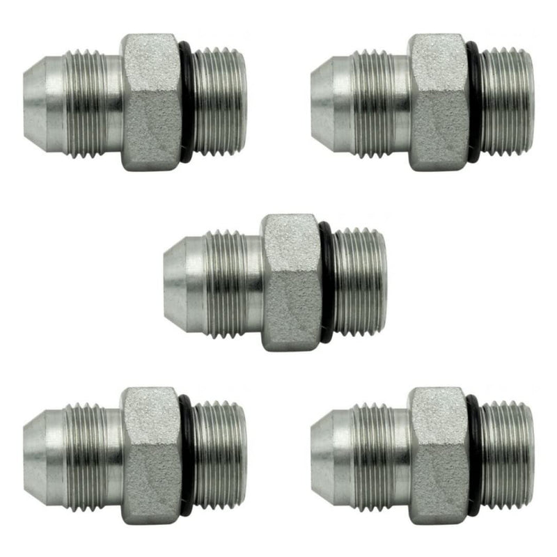 [Australia - AusPower] - 1/2" JIC Male x #10 SAE/ORB Male Straight Converter Hydraulic Pipe Adapter Fitting (5-PACK) | 6400-08-10 5 1/2" JIC Male x #10 SAE/ORB Male 