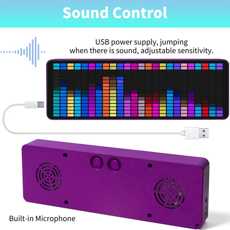 [Australia - AusPower] - Music Spectrum Display, 16x24 384 RGB LED Display, 20 Dynamic & 7 Color Effects - Precise Sound Level Meter for Musicians and Audio Enthusiasts, Support Audible Cable Control 