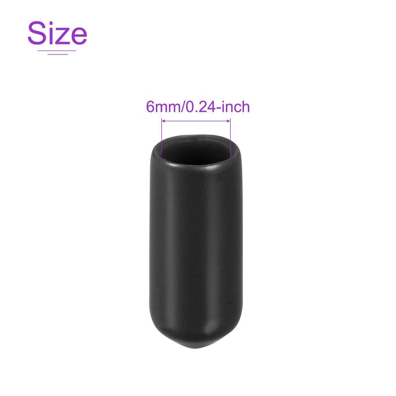 [Australia - AusPower] - DMiotech 20 Pack 1/4"(6mm) ID Black Screw Thread Protectors Rubber End Caps Bolt Covers for Screw Bolt Furniture Pipe 1/4" 