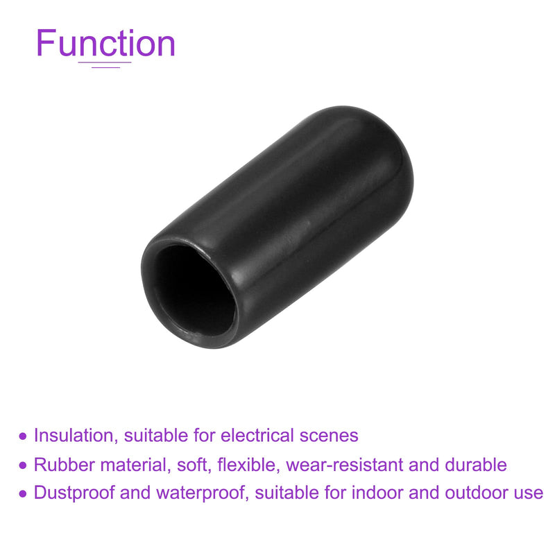 [Australia - AusPower] - DMiotech 20 Pack 1/4"(6mm) ID Black Screw Thread Protectors Rubber End Caps Bolt Covers for Screw Bolt Furniture Pipe 1/4" 