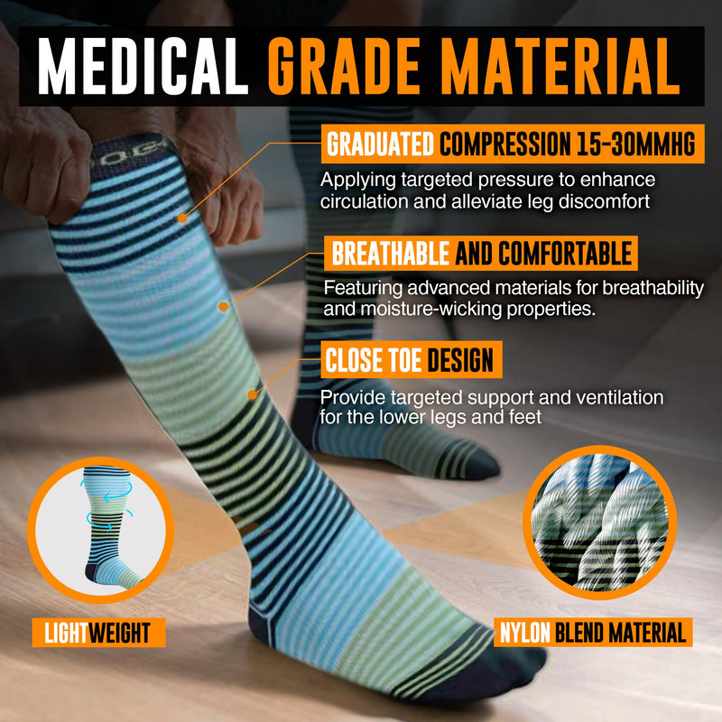 [Australia - AusPower] - Doc Miller Compression Socks for Women & Men - Knee High Support, 15-20mmHg, Medical Grade, Size - Ideal for Sport, Travel, Nurse, Pregnancy & Varicose Veins, 1 Pair 3X-Large Bright Green 