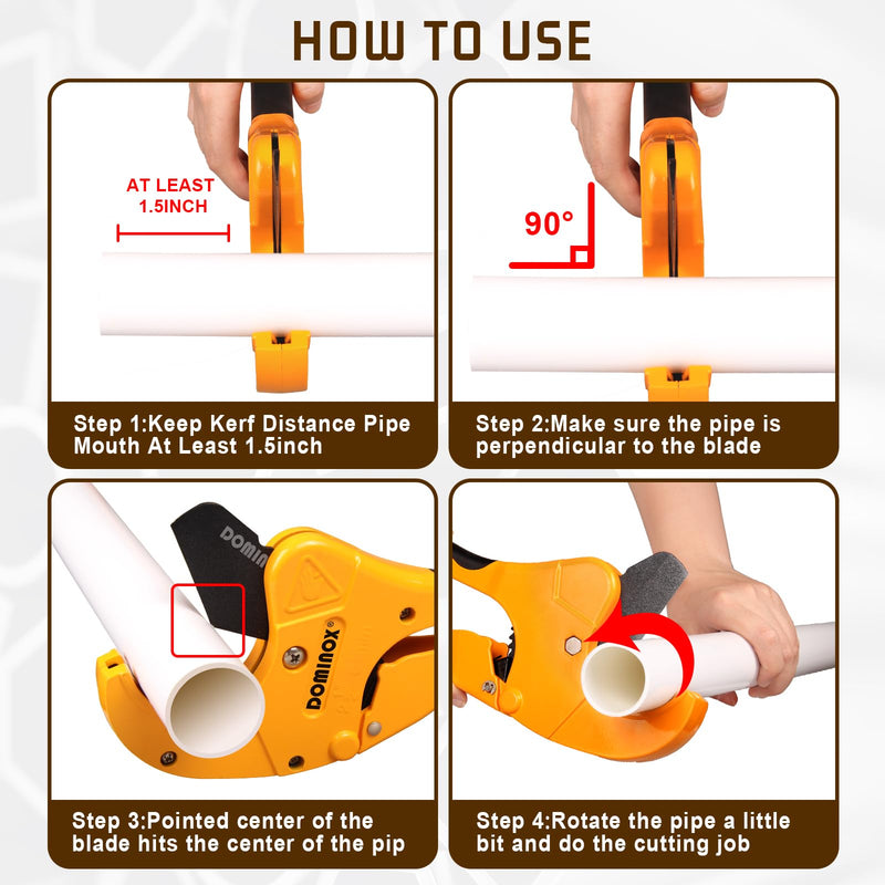 [Australia - AusPower] - DOMINOX 2-1/2'' O.D. DM-317-64 Pipe Cutter, Professional Cutting PEX, PVC, and PPR Pipe, Etc, SK5 Blade and Aluminum Alloy Body, One-hand Rapid Cutting Tool for the Pipe 2-1/2" 