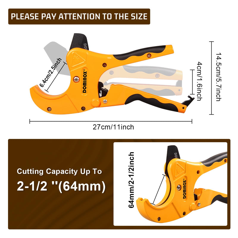 [Australia - AusPower] - DOMINOX 2-1/2'' O.D. DM-317-64 Pipe Cutter, Professional Cutting PEX, PVC, and PPR Pipe, Etc, SK5 Blade and Aluminum Alloy Body, One-hand Rapid Cutting Tool for the Pipe 2-1/2" 