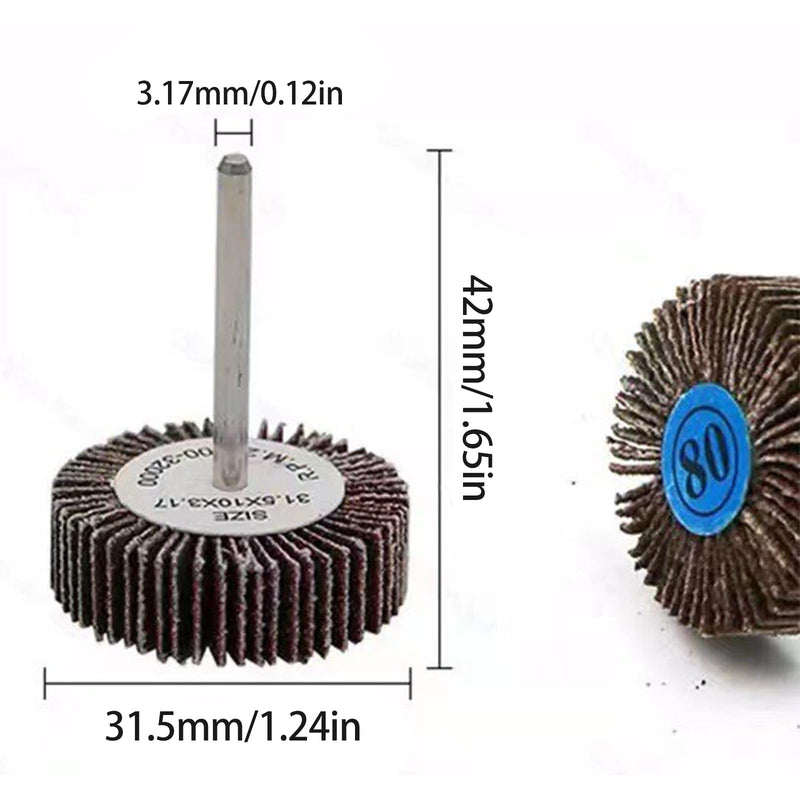 [Australia - AusPower] - Pack of 20 Flap Grinder Abrasive Polishing Wheels 80 Grit Polishing Disc Slat Grinder Sanding Fan Polishing Accessories for Cordless Screwdriver Dremel Rotary Tools 