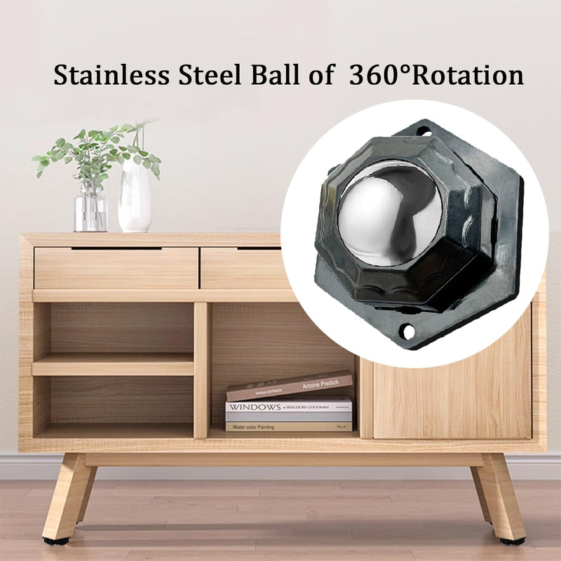 [Australia - AusPower] - Self Adhesive Caster Wheels for Small Furniture, 360°Rotation Mini Caster Wheels for Appliances Storage Bins (4 PCS, Black) Drcoevo 4 Black 1 Big Ball Bearings 