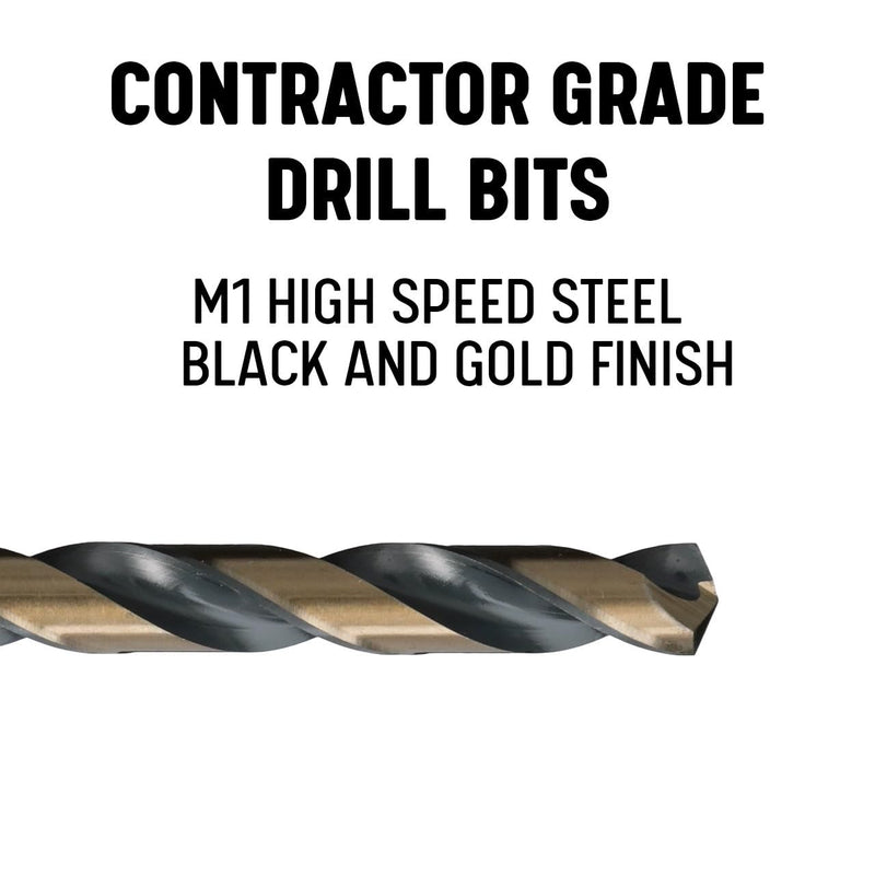 [Australia - AusPower] - Drill America 5/8" Reduced Shank High Speed Steel Black & Gold Contractor Drill Bit with 3-Flat 1/2" Shank, KFD3F Series 5/8" 