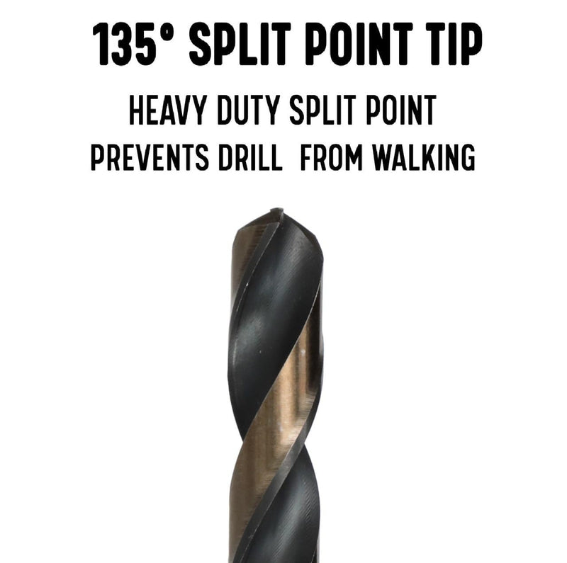 [Australia - AusPower] - Drill America 5/8" Reduced Shank High Speed Steel Black & Gold Contractor Drill Bit with 3-Flat 1/2" Shank, KFD3F Series 5/8" 