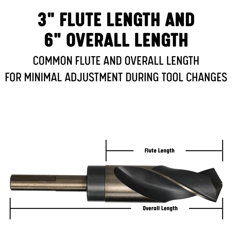 [Australia - AusPower] - Drill America 5/8" Reduced Shank High Speed Steel Black & Gold Contractor Drill Bit with 3-Flat 1/2" Shank, KFD3F Series 5/8" 